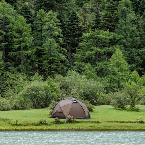 Camping Hot Tent Dome Tent Freestanding Wood Stove Tent, POMOLY Dome X6 4 Season Tent for 2-4 Person Backpacking, Hiking, ...