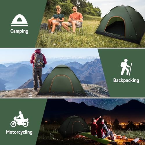 1/2/3/4 Person Tents Waterproof&Windproof Family Tents Camping-Tent,Lightweight Portable Pop Up Tent for Camping,Hiking,Mo...