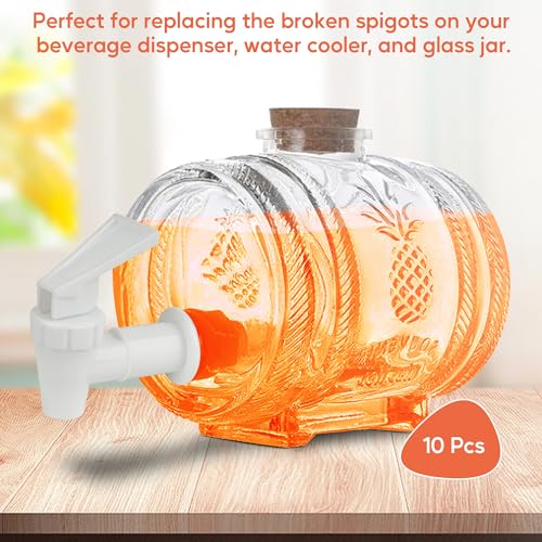 10 Sets Replacement Cooler Faucet, Reusable Plastic Spigot for Beverage Dispenser Parts, Outdoor Faucet Water Jug Spigot T...
