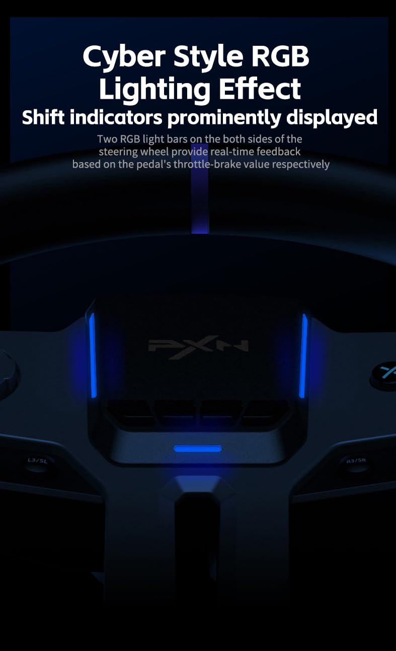 PXN V9 Gen2 Gaming Racing Wheel With magnetic Pedals and Shifter 270/900° Dual-Vibration Driver free, sim car Driving pc Steering Wheel for PC,PS4,PS3,Xbox one, Xbox Series X/S switch