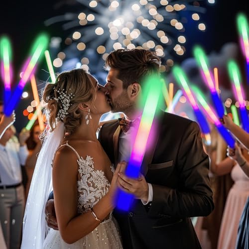 SVYIQ 12 PCS Foam Glow Sticks Bulk With 3 Modes Colorful Flashing,Foam Light up Sticks,Glow Sticks for Wedding,Glow in Dar...