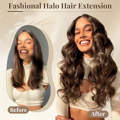 Star Show Hair Extensions Real Human Hair Chocolate Brown Hair Extensions Straight Human Hair Extensions with Transparent Wire Adjustable Size Line Hairpiece (18inch, Chocolate Brown #4)