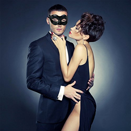 Wowagoga 10pcs Venetian Masquerade Costume Mask, Black Half Face Mask Halloween Costume Mask Mardi Gras Mask set for Women...