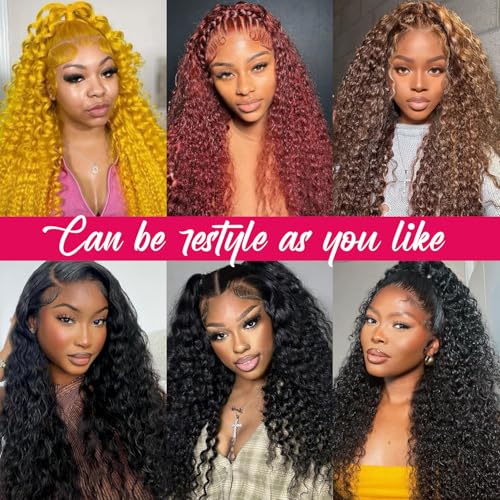 20 Inch Deep Wave Lace Front Wigs Human Hair 13x6 HD Lace Front Wigs Human Hair Pre Plucked 180% Density Deep Curly Wigs for Black Women