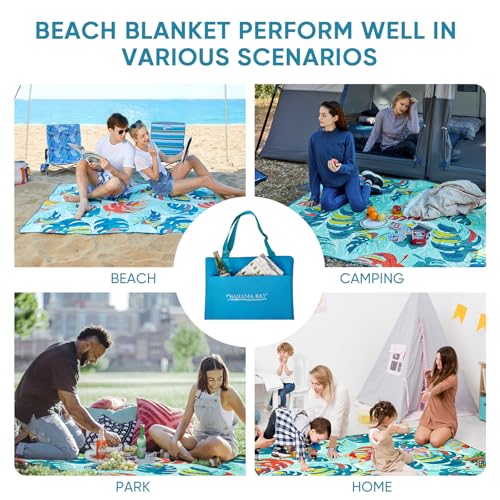 Old Bahama Bay Beach Blanket Sandproof Waterproof Compact Sand Free Beach Mat Foldable Picnic Blankets Washable Outdoor Bl...