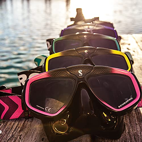 SCUBAPRO Zoom Scuba Mask with Ultra Clear Dual Lens and Lens-Change System for Optical Lenses for Diving, Clear/Blue/Silver