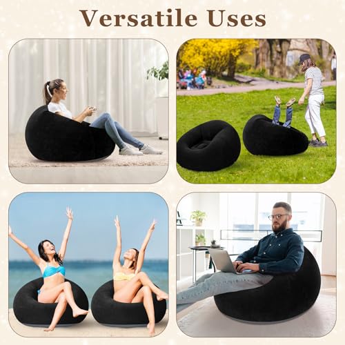 Realspring Inflatable Bean Bag Chairs Outdoor Blow up Camping Chairs Inflatable Lazy Sofa Folding Portable Bean Bag Lounge...