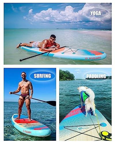 Highpi Inflatable Stand Up Paddle Board for Youth and Adults – Wide Sup with Premium Accessories, Blow Up Paddleboard for ...