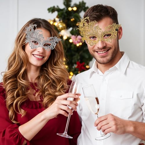 WLLHYF 3 Pcs Adult Masquerade Mask Mysterious Fun Lace Masks for Couples Women Man Lace Headpiece Disguise for Costumes