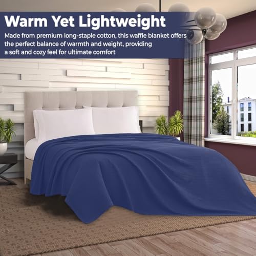 100% Cotton Blankets Queen Size for Bed - Waffle Weave Blankets for Summer, Lightweight and Breathable Soft Woven Blanket ...