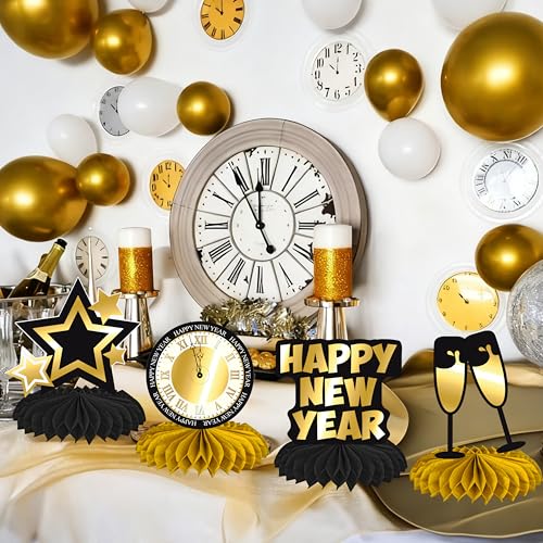 2026 Happy New Year Party Honeycomb Centerpieces 12Pcs New Years Eve Party Centerpieces for Table Happy New Year Party Dec...