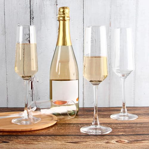 HAKEEMI Champagne Flutes - Elegant Champagne Glasses Set of 12, for Wedding, Christmas - 7.5 oz, Idea for Sparkling Wine -...