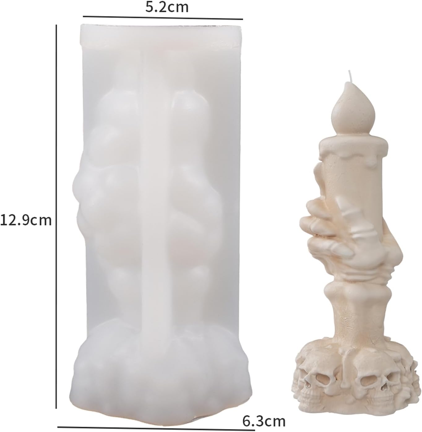 Skull Candle Light Mold Skull - Resin Casting Silicone Molds for Home Decor & Candle Making Wave Spiral Mold