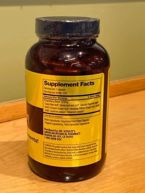 Dr. Schulze's Intestinal Formula #1 - Bowel Movement Supplement for Colon Health Support - Bloating & Constipation Aid - Intestinal Cleanse - All-Natural - Plant-Based - Vegan - 250 Count
