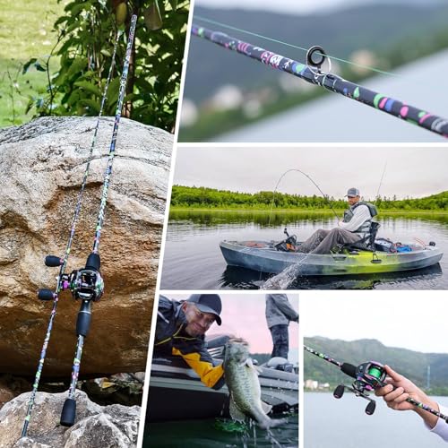 Sougayilang Fishing Rod, 2-Piece Graphite Composite Blank/Fiber Glass Spinning & Casting Rod with EVA Grip, Smooth Transit...