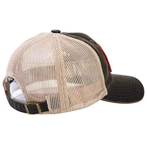 Jeep Waxed Chino Twill Patch Hat/Light Mesh with Rugged Reconditioned Look - Brown/Khaki