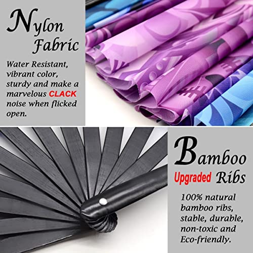 OMyTea Rave Hand Fan Foldable for Women/Men/Drag Queen - Large Clack Festival Folding Hand Fan - for EDM, Music Festival, ...