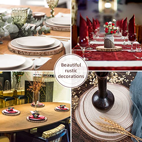 Maputune 8 Pcs 7-8 in Large Unfinished Wood Slices for Centerpieces, Natural Rustic Wooden Plate for DIY Craft, Round Wood...
