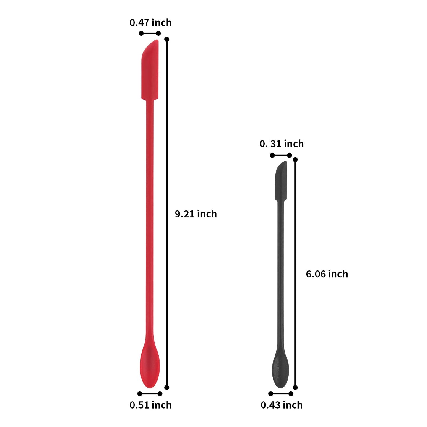 Mini Spatula Silicone Spatula Set - Cuttte 2pcs Small Makeup Scrapers for Cosmetics, Reusable Beauty Tiny Tools, Thin Jar Scraper, Get Last of Makeup Out, Black and Red