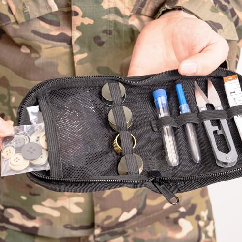 Military Sewing Kit, Army Survival Sewing Kit with Buttons for Men, Women, Small Repair Sewing Tools with Zipper in Nylon ...