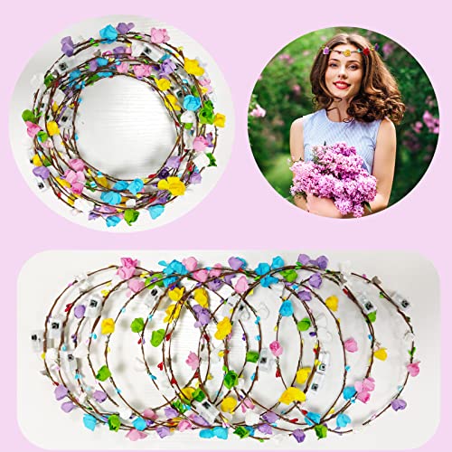 PTHTECHUS 12 Pack LED Flower Headband Crown, Halloween Glow in The Dark Party Supplies Wreath Headdress for Men Women Hair...