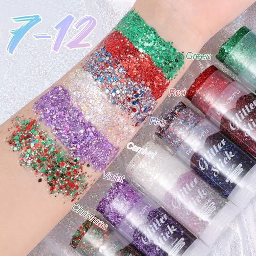 PASNOWFU Purple Body Glitter Stick, Mermaid Style Face Glitter for Women and Girls, Gel Texture Mermaid Costume Accessorie...