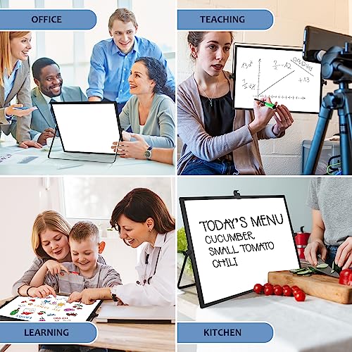 Dry Erase White Board, 16 x12 Inch Magnetic Whiteboard with Stand, Portable Double-Sided White Board Easel with 10 Markers...