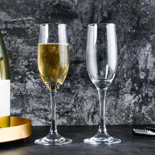 YANGNAY Champagne Glasses, Champagne Flute Glass Set of 12, Clear Champagne Flutes for Party, Home, Restaurant Use, 6 oz C...