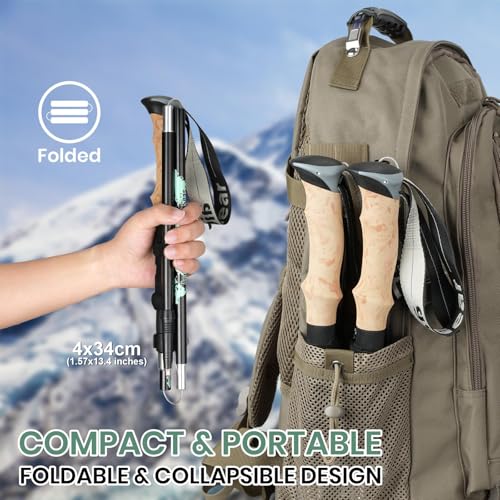 aiGear 2 Pack Collapsible Lightweight Trekking Poles, Adjustable 7075 Aluminum Hiking Poles with Anti-Shock EVA Foam Grips...