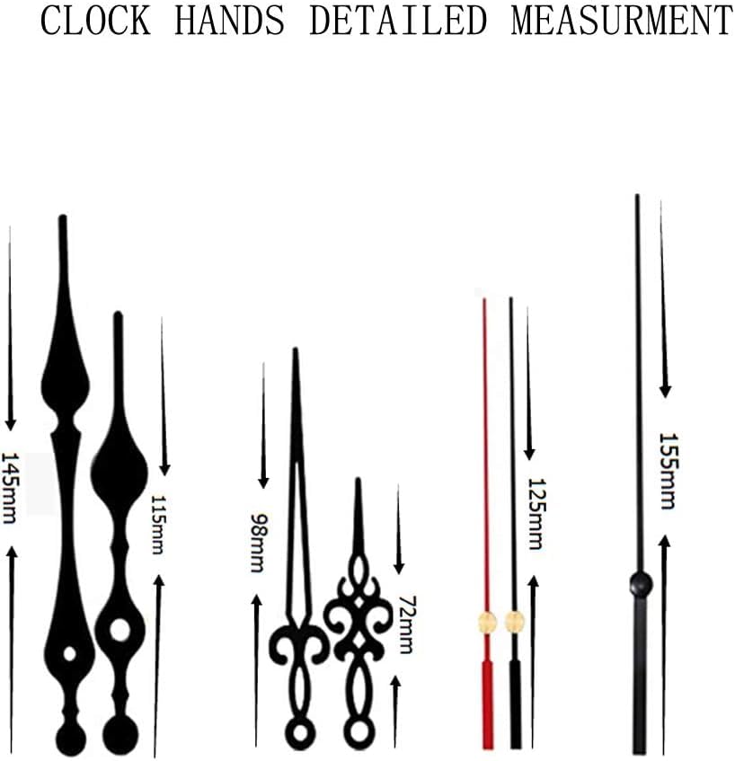 Aloneaka 2 Pieces Silent Clock Movement Mechanism Long and Short Shaft with 6 Different Pairs of Hands DIY Clock Repair Parts Motor Replacemen