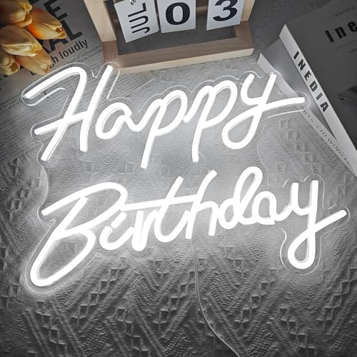 Ajoyferris Happy Birthday Neon Sign Dimmable Light Neon Happy Birthday Sign Happy Birthday Led Sign Happy Birthday Light U...