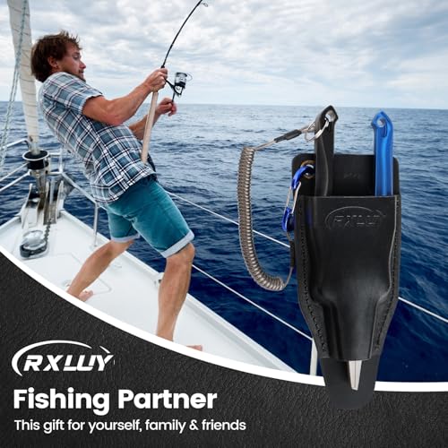 RXLUY Fishing Pliers Holster with Retractable Lanyard, Universal Fit for Most Sea Fishing & Wild River Lure Tongs Leather ...