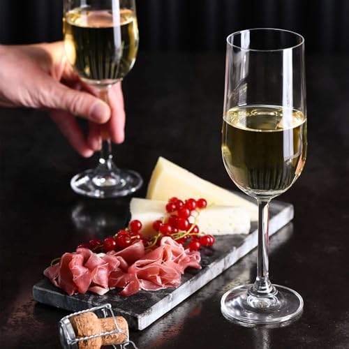 Krosno Champagne & Sparkling Wine Glasses GEMA | Classic Design | Set of 6 | 7.1 oz | Wide Bowl | Transparent | For Home, ...