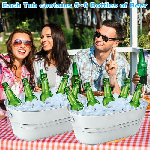 4Pcs 3 Gallon Galvanized Bucket Ice Bucket Large Metal Drink Buckets for Parties Beer Beverage Tub with Scoops for Champag...