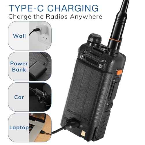 BAOFENG UV-5RM Plus 10W Ham Radio Handheld, Dual Band Two Way Radio Long Range, NOAA FM Airband Receiver, with Soft Case, Programming Cable, 2500mAh Battery USB-C Port, Chirp Compatible (2 Packs)