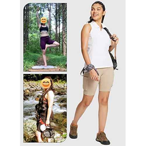 baleaf Women's Hiking Shorts High Waist Biker Shorts Close Fit Cargo Zip Pockets Running Outdoor Travel Workout