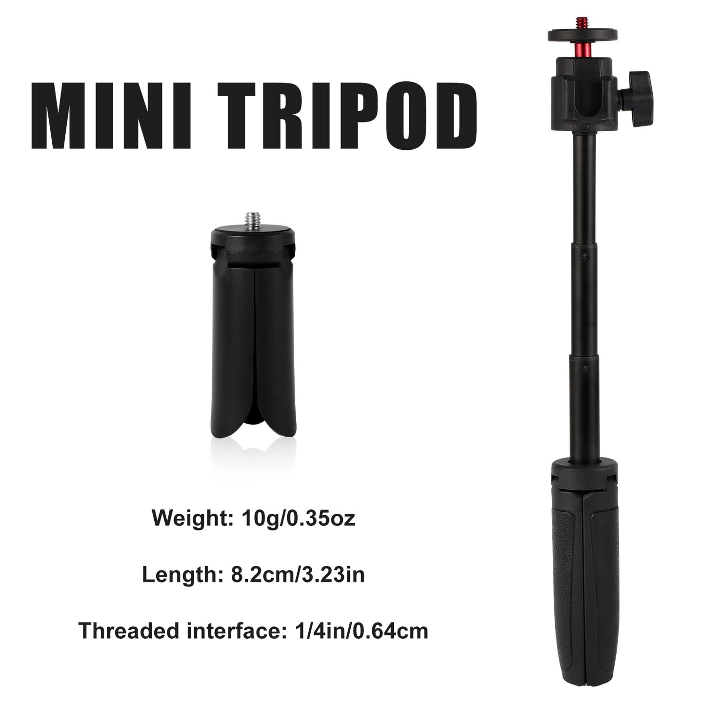 Dji Osmo Pocket 3 & 2 Selfie Stick Tripod Kit - Black, Portable, Retractable, Tabletop Mount