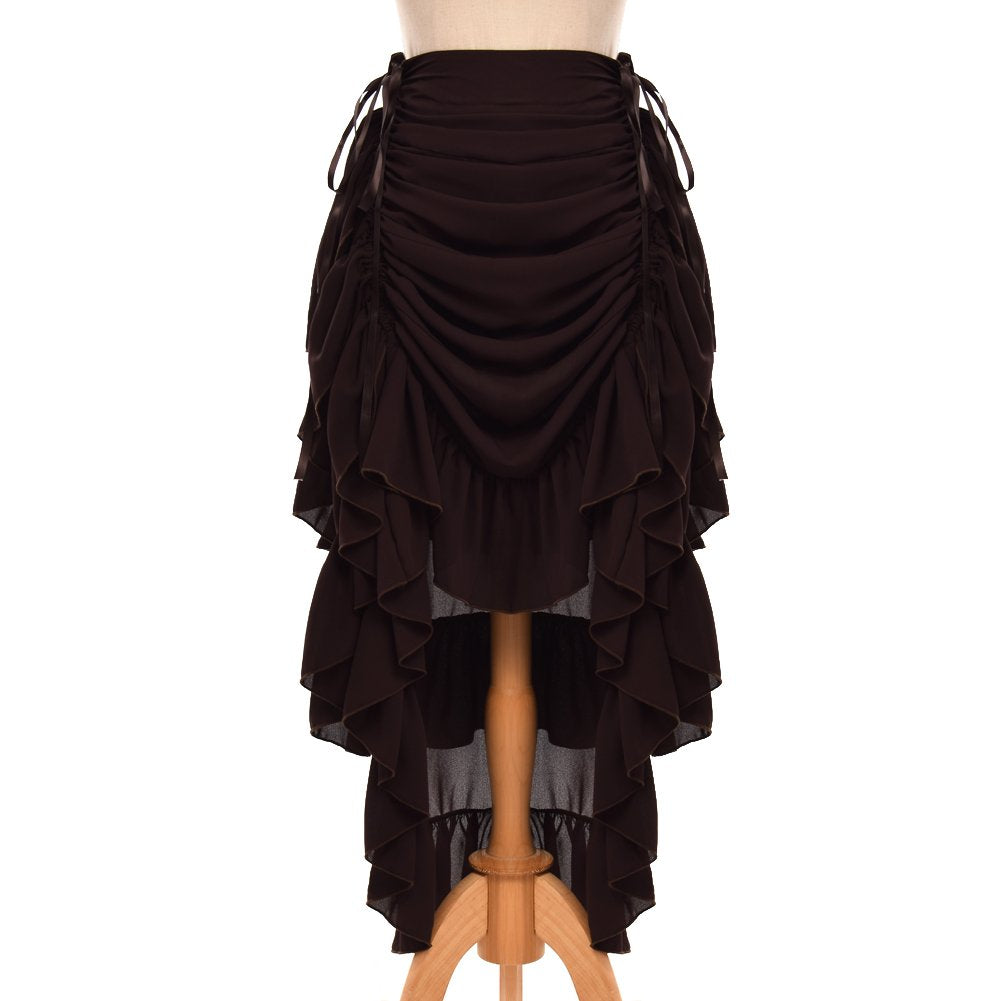 GRACEART Women's Victorian Steampunk Skirt - (Brown) Small