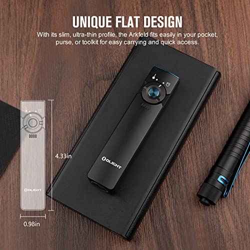 OLIGHT Arkfeld EDC Flat Flashlight, 1000 Lumens White LED Light with Green Beam Combo, Power by Rechargeable Built-in Battery for Outdoors, Emergency, Work (Black CW)