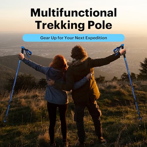 Versatile Trekking Pole with Accessories - Ideal for Hiking with Excellent Foam Grip Lightweight, Durable Tungsten Carbon ...