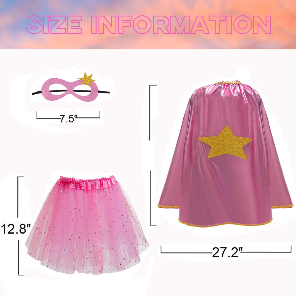 IDOTTA Kids Super-hero Costumes Capes with Mask Tutu Set for Girls Dress Up Party Halloween Princess Super Hero Cosplay