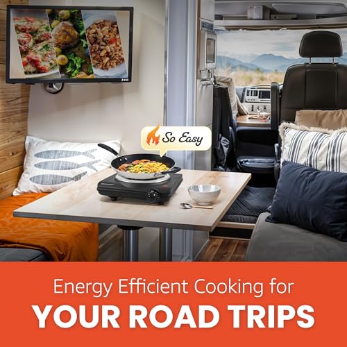 Elite Gourmet ESB100B Countertop Single Coiled Burner Electric Hot Plate, Temperature Control, Indicator Light, Easy to Cl...