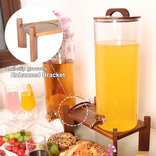 2PCS 2.2 Gallon Drink Dispenser,Glass Water Dispenser with Stand,Beverage Dispenser with Stainless Steel Spigot,Drink Disp...