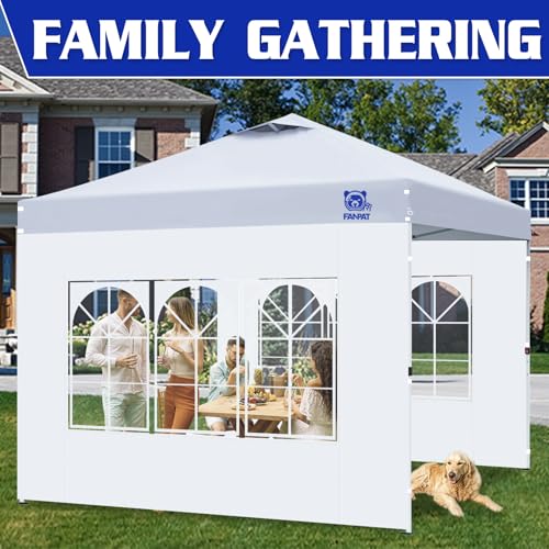FANPAT 3Pcs Instant Canopy Tent Sidewalls for 10x10 Pop-Up Canopy, Garden Gazebo, 210D Oxford Fabric Waterproof, White (3P...