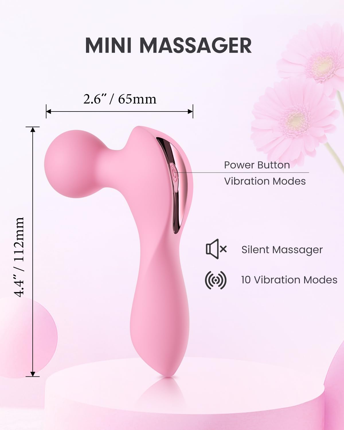 Pinkmini Electric Facial Massager for Face and Neck, Powerful - Waterproof - Handheld Mini Massage Tool (Light Pink)