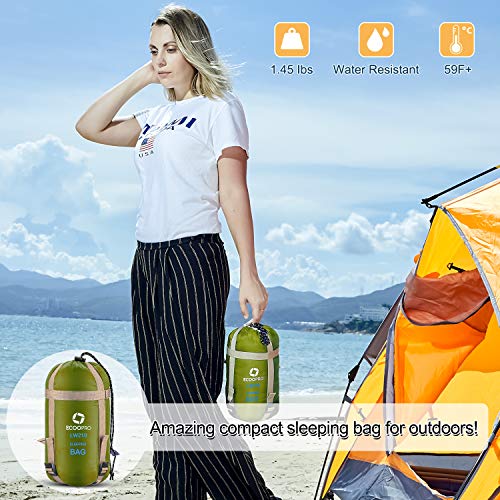 ECOOPRO Warm Weather Sleeping Bag - Portable, Waterproof, Compact Lightweight, Comfort with Compression Sack - Great for O...