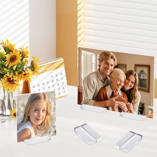 OUTNEE Acrylic Place Card Holders - 4 Inch Clear Table Number Holders Display Stand for Wedding Sign Name Card Menu Photo...