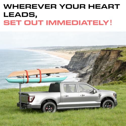 nutoniz 2-in-1 RV Hitch Mount Kayak Rack for Truck SUV Camper Trailer, Height Adjustable Vertical Standing Kayak Carrier w...