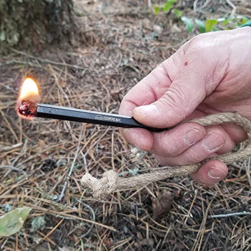 Coopers Bay Premium Ferro Rod Fire Starter Kit | Includes Large 1/2" Ferro Rod, Tinder, Custom Carry Pouch