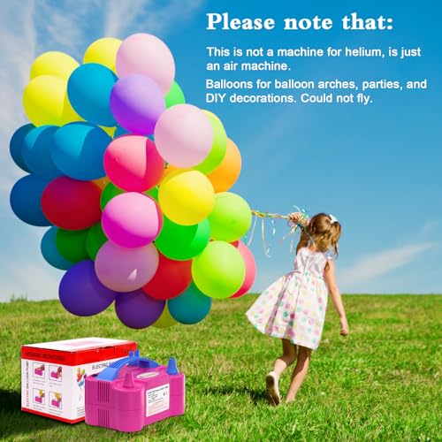 IDAODAN Electric Balloon Pump, Portable Electric Balloon Blower Machine Balloon Air Pump Dual Nozzle Rose Red 110V 600W Ba...